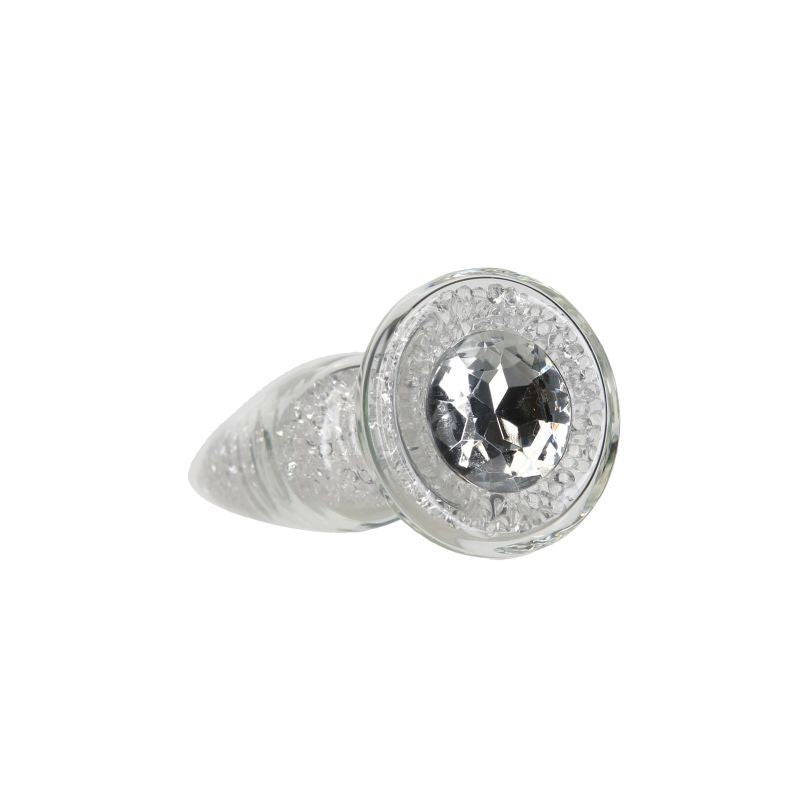 Pillow Talk Fancy Luxurious Glass Anal Plug w Clear Gem Pillow Talk
