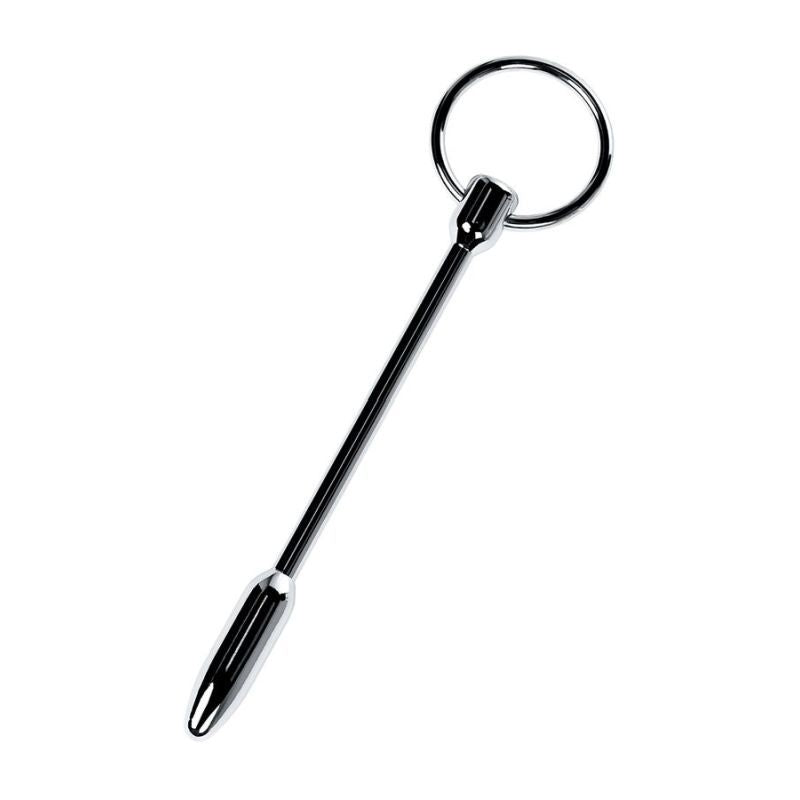 Silver Metal Urethral Plug w Ring Metal