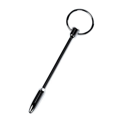Silver Metal Urethral Plug w Ring Metal