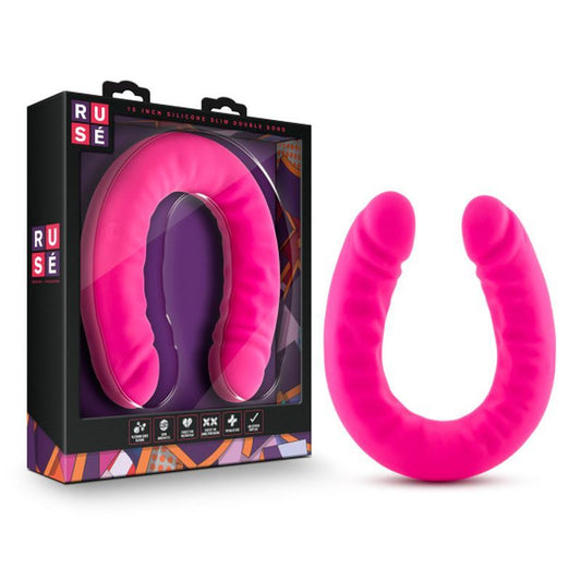 Ruse Silicone Slim 18in Hot Pink Double Dong Ruse