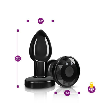 Cheeky Charms Gunmetal Rechargeable Vibrating Metal Butt Plug w Remote Small Cheeky Charms