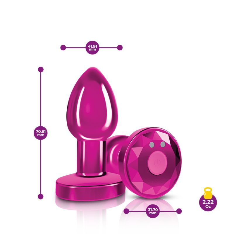 Cheeky Charms Pink Rechargeable Vibrating Metal Butt Plug w Remote Small Cheeky Charms