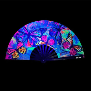 Flutter By Butterfly Blacklight Folding Fan Neva Nude