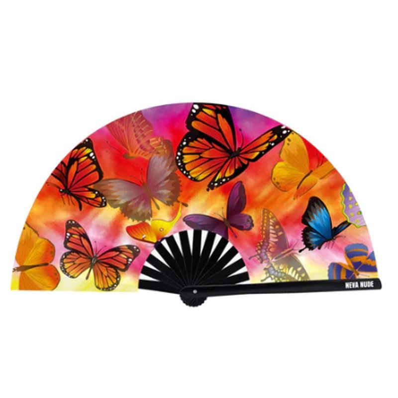 Butterfly Garden Blacklight Folding Fan Neva Nude
