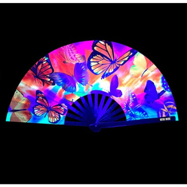 Butterfly Garden Blacklight Folding Fan Neva Nude