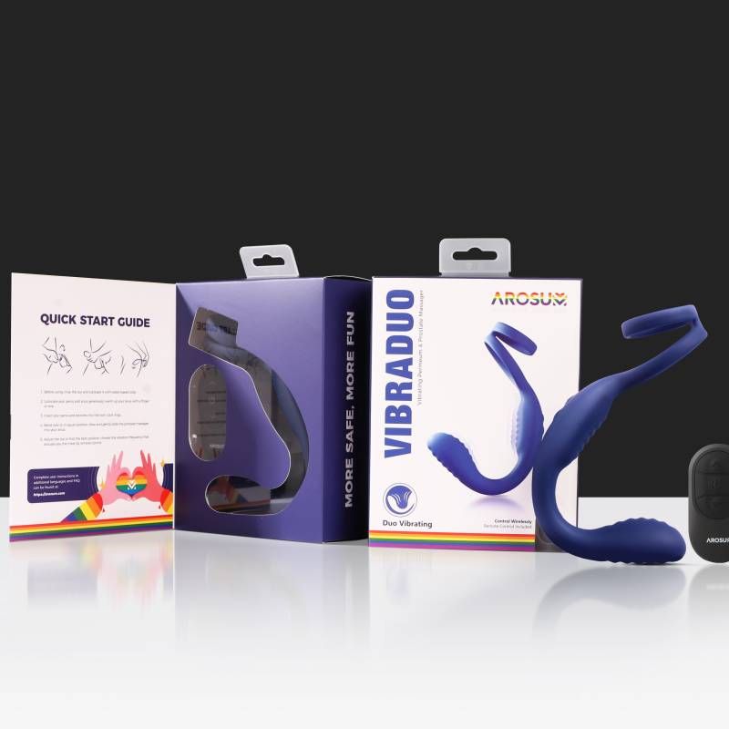 VibraDuo Vibrating Anal Probe and Perineum Stim with Cockring Arosum