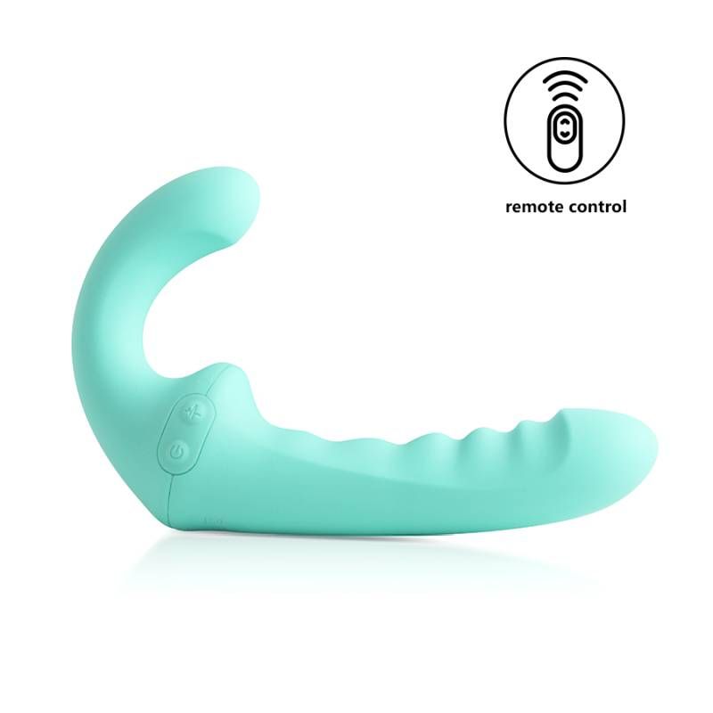 VibraTwin Rechargeable Come Hither Strapless Strap On with Remote Arosum