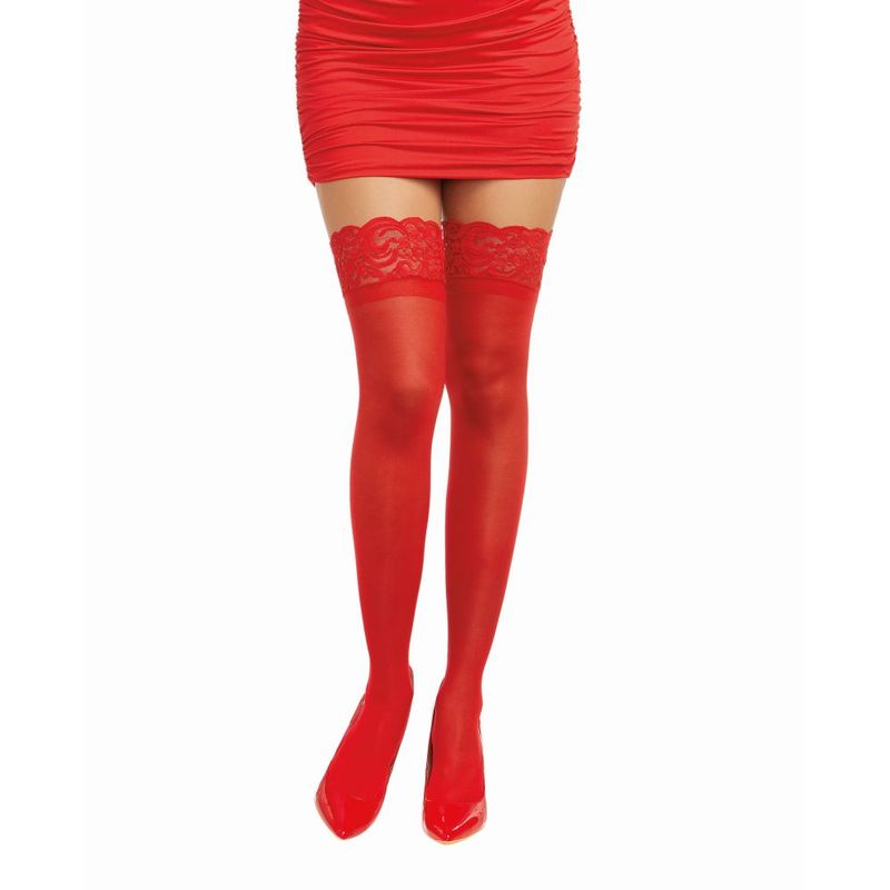 Dreamgirl Lace Top Thigh High Stockings Red Dreamgirl
