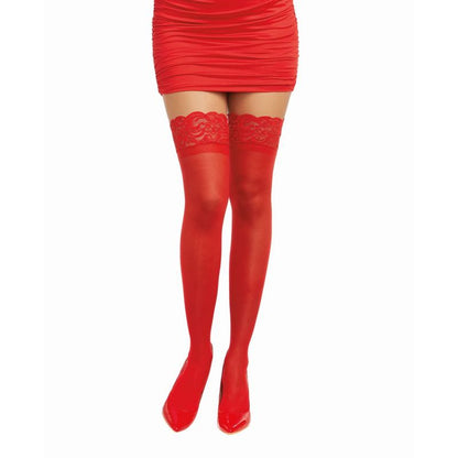 Dreamgirl Lace Top Thigh High Stockings Red Dreamgirl