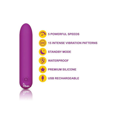 Bombshell 5 Speed 9.5cm USB Mighty Bullet Berry Viben