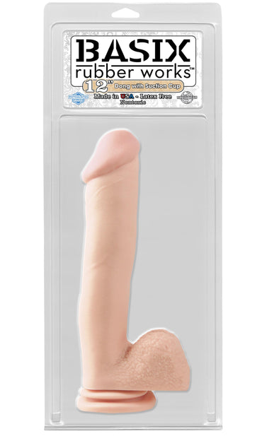 Basix Rubber Works 12'' Dong With Suction Cup Pipedreams