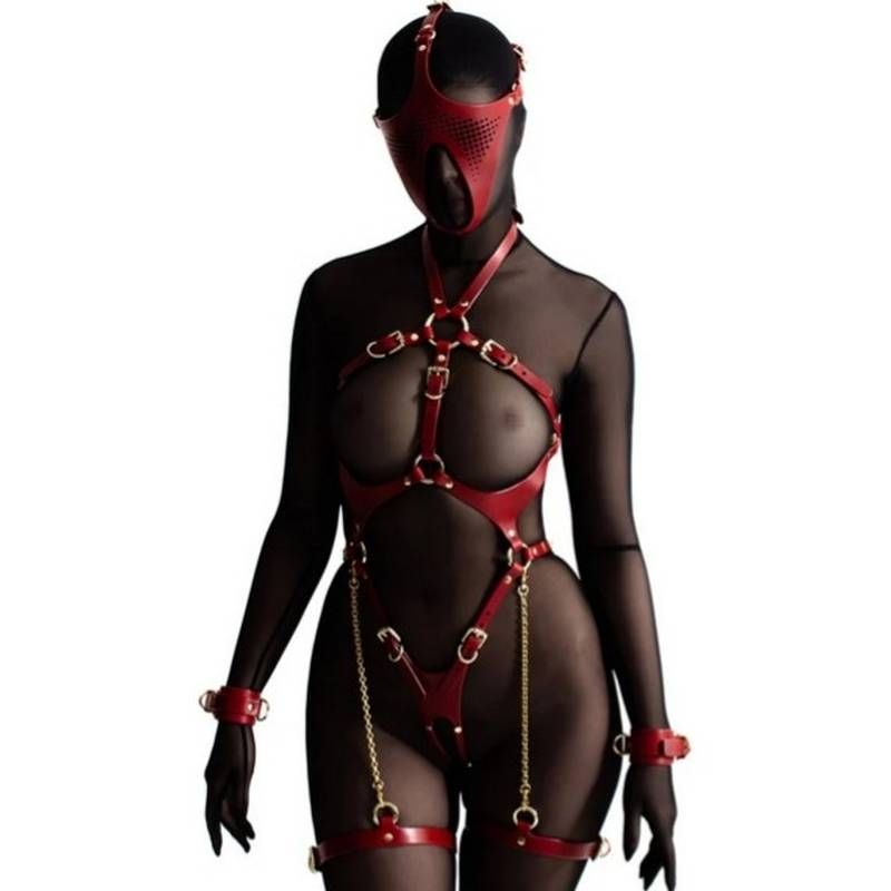 Ex Machina Genuine Leather Mask Red Daytona