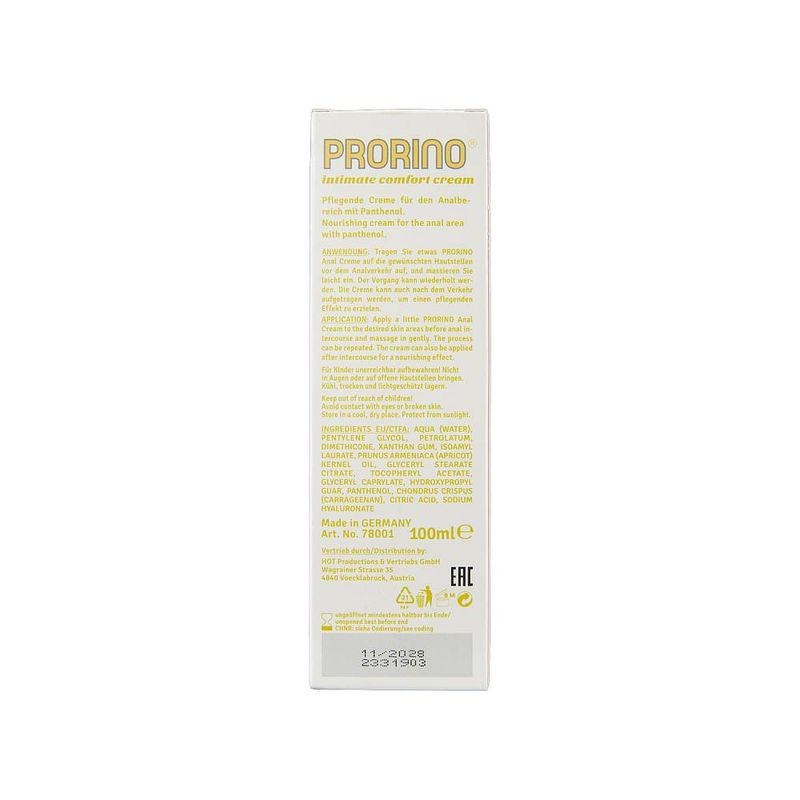 PRORINO Unisex Sensitive Anal Comfort Cream 100ml Hot Ero