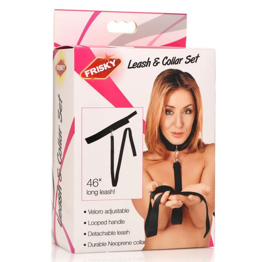 Neoprene Collar And Leash Set Black Frisky