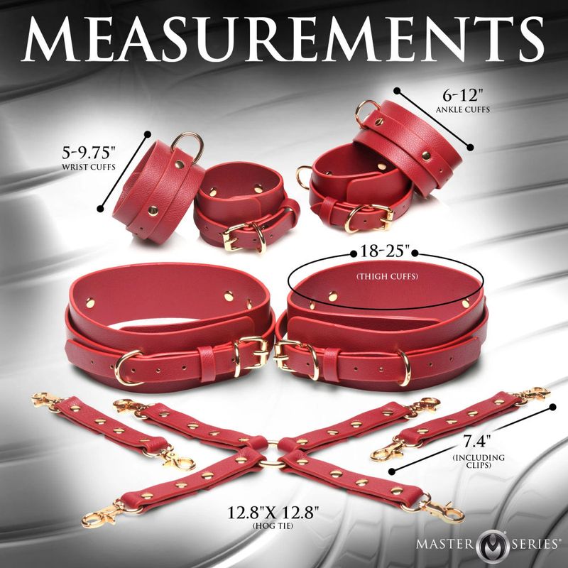 Crimson Captive Thigh Wrist Ankle Hog Tie Restraints Master Series