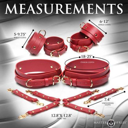 Crimson Captive Thigh Wrist Ankle Hog Tie Restraints Master Series