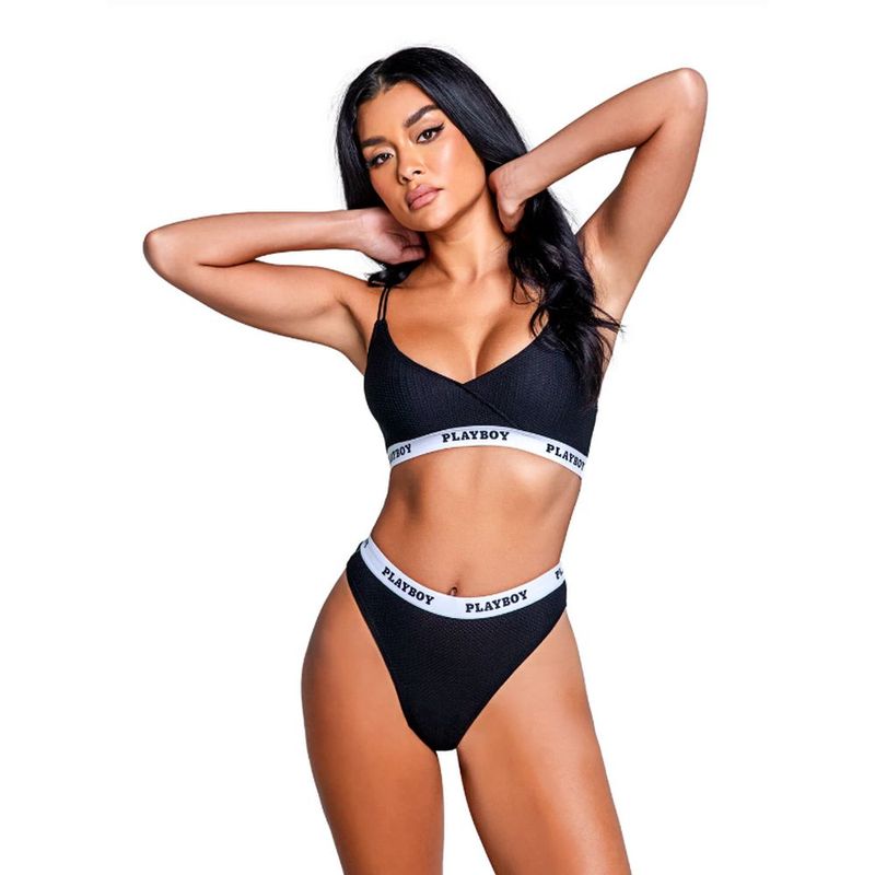 Playboy Lifestyle Bunny 2 Pc Set Black Playboy Lingerie