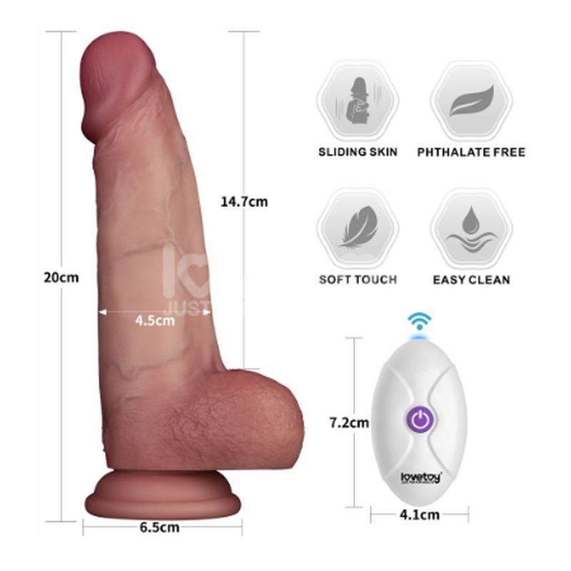 Vibrating Sliding Skin Pro II Silicone Dong 8in Lovetoy