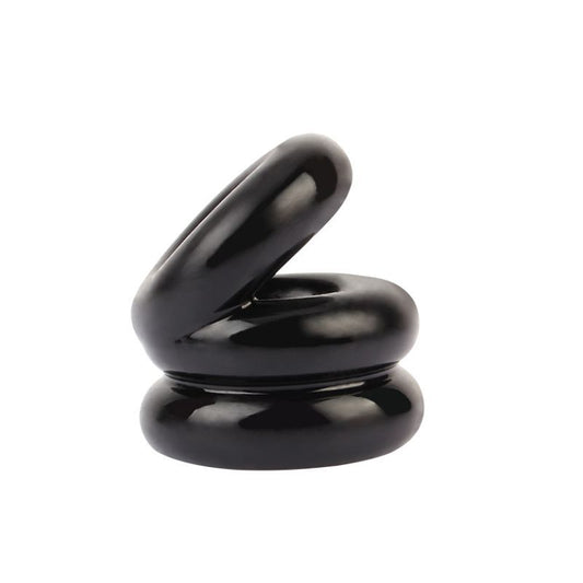 Stacked Dual Pleasure Ring Black GK Power