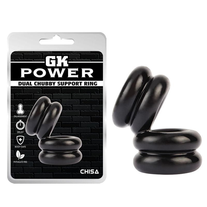 Double Stacked Dual Pleasure Ring Black GK Power