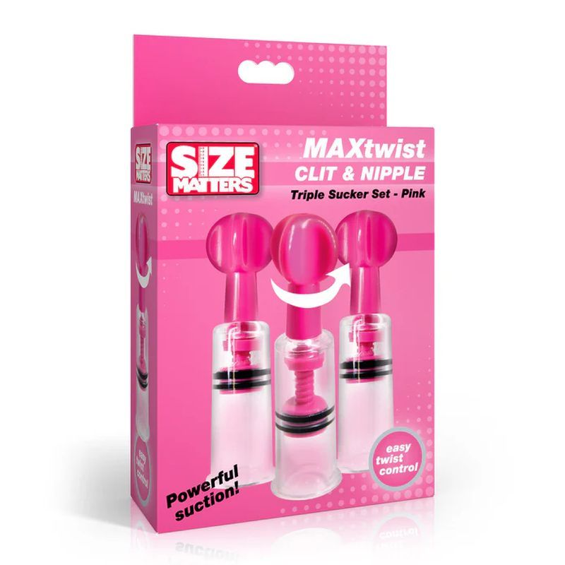 MAXtwist Clit Nipple Sucker Set 3 Pc Pink Size Matters