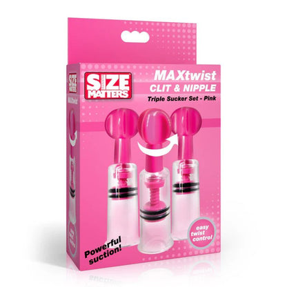 MAXtwist Clit Nipple Sucker Set 3 Pc Pink Size Matters