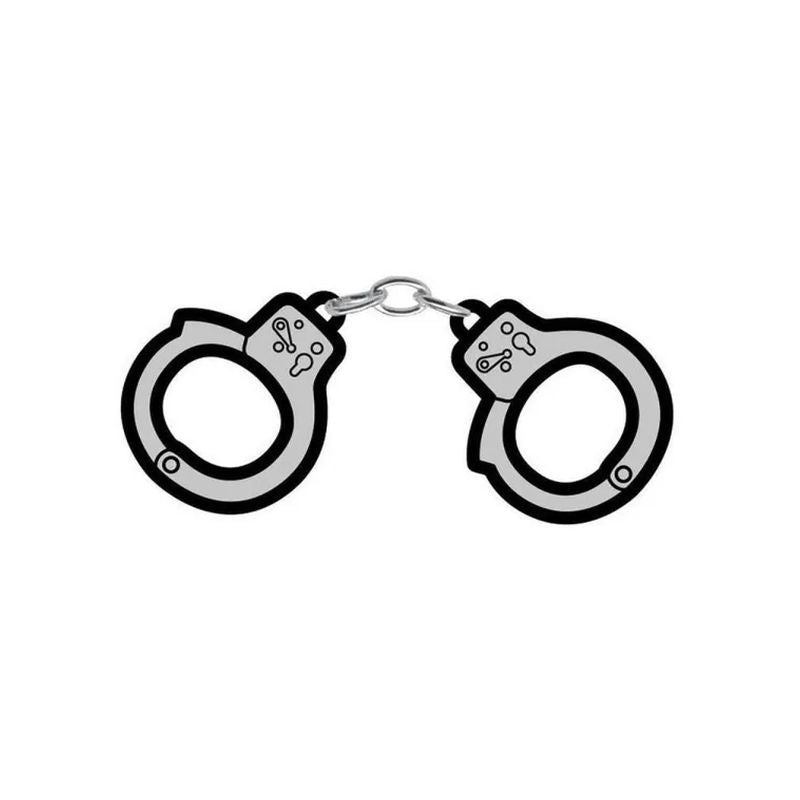 Handcuffs Enamel Pin Wood Rocket