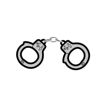Handcuffs Enamel Pin Wood Rocket