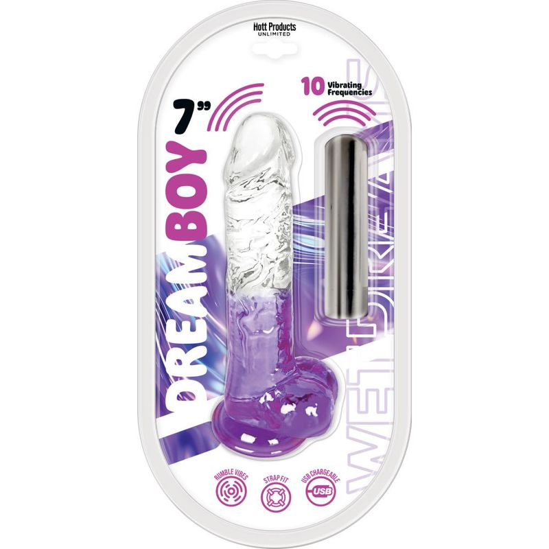 Jelly Vibrator Dream Boy USB 7in Purple Hott Products