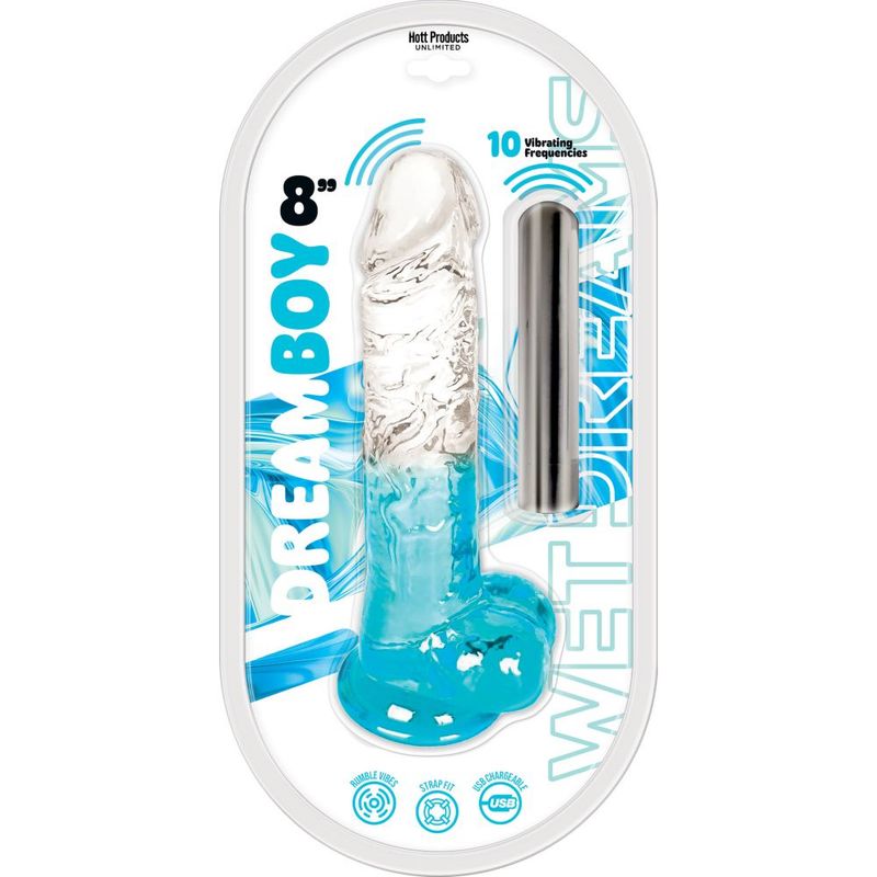 Jelly Vibrator Dream Boy USB 8in Turquoise Hott Products