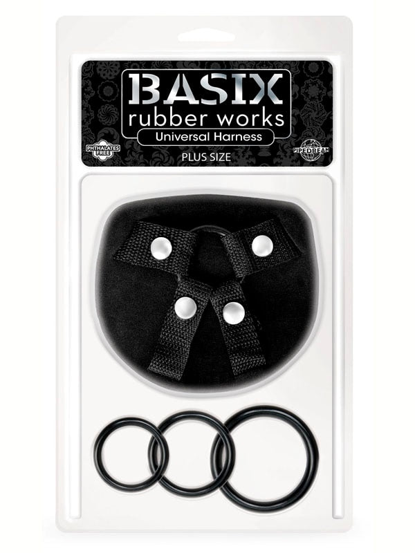 Basix Rubber Works Universal Harness - Plus Size - Black Plus-Size Strap-On Harness (No Probe Included) Pipedreams