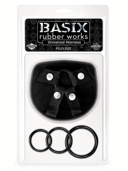 Basix Rubber Works Universal Harness - Plus Size - Black Plus-Size Strap-On Harness (No Probe Included) Pipedreams