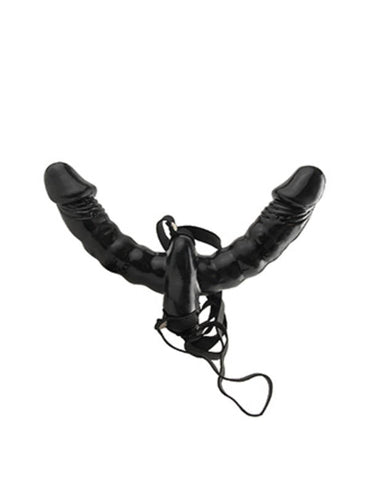 Fetish Fantasy Series Vibrating Double-delight Strap-on - Black Vibrating Double Ended Strap-On Pipedreams