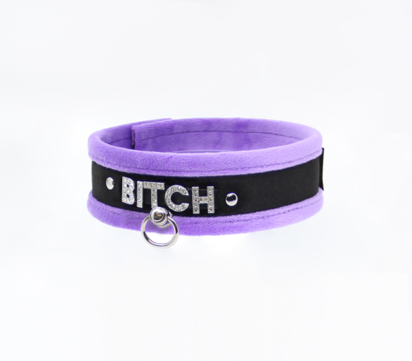 Col016D Diamanté Word Collar Bitch Purple - Club X