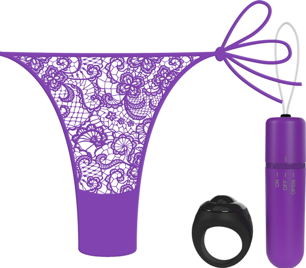 Vibrating Panty Set W/ Remote Ring 4T High Pitch Treble - Black  - Club X