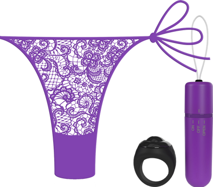 Vibrating Panty Set W/ Remote Ring 4T High Pitch Treble - Black  - Club X