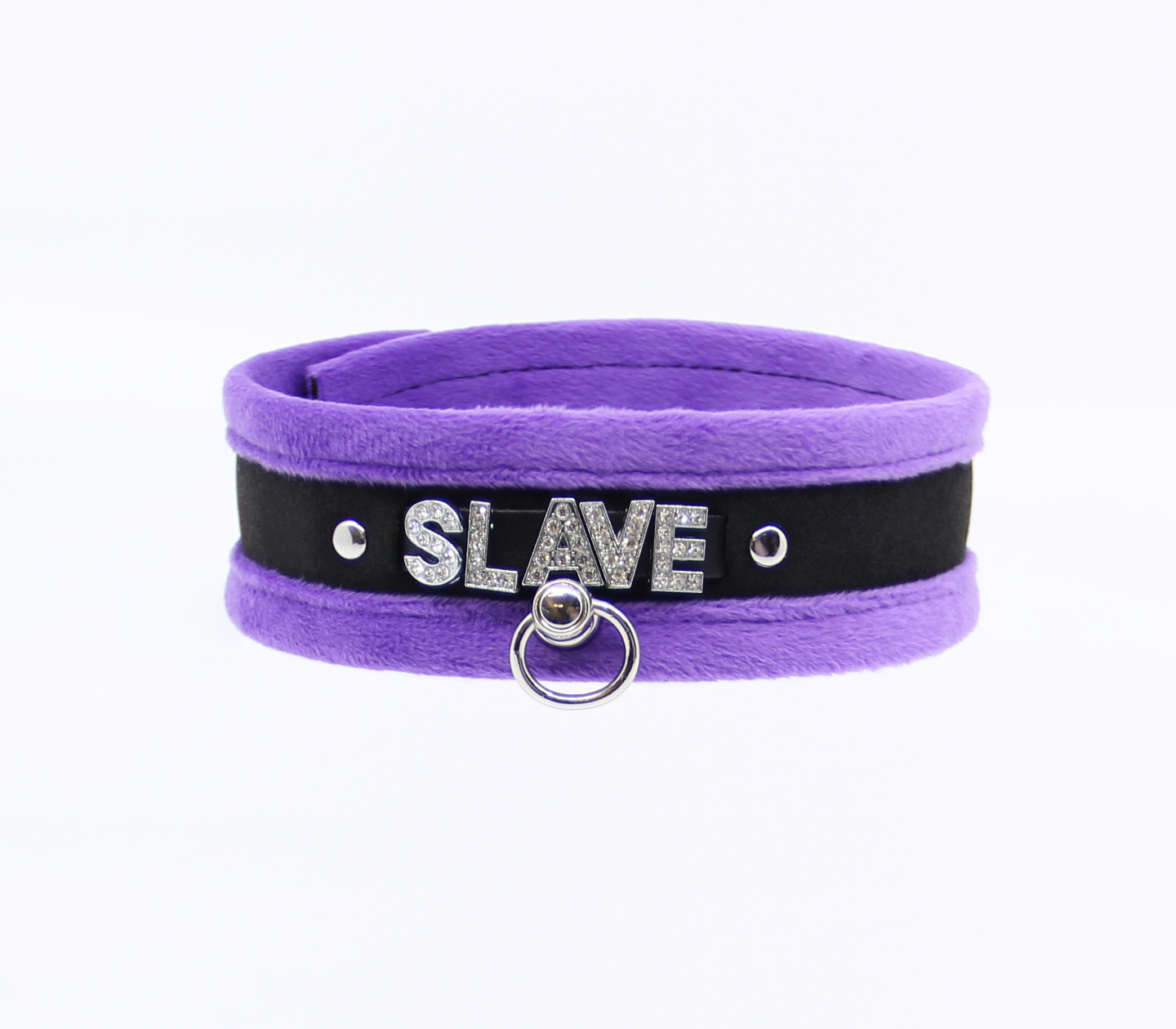 Col016B Diamanté Word Collar Slave Purple - Club X