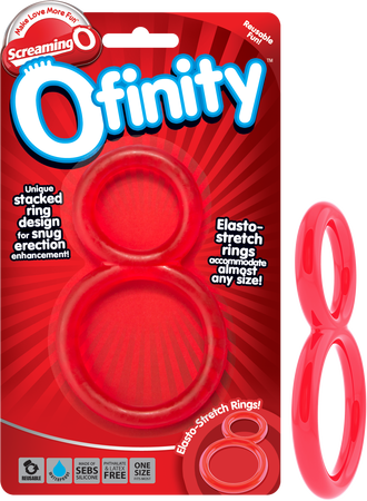 Ofinity Double Stacked Ring For Snug Erection Enhancement Red - Club X