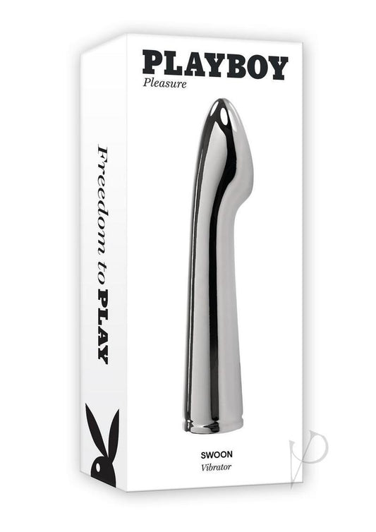 Playboy Pleasure Swoon Rechargeable Vibrator - Silver  - Club X