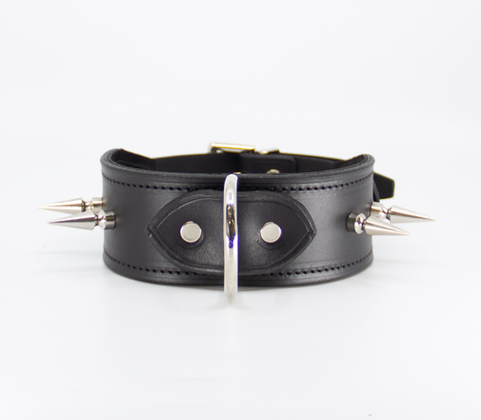 Col005 Spiked Leather Collar  - Club X