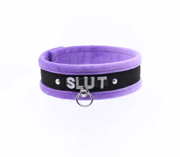 Col016C Diamanté Word Collar Slut Purple - Club X