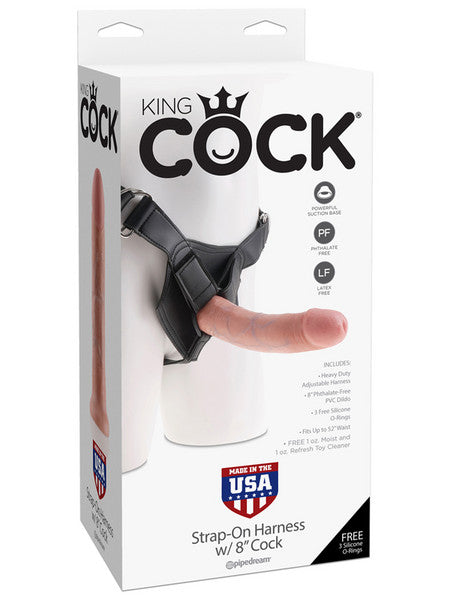 King Cock Strap-On Harness With 8 Inches Cock Flesh Dildo  - Club X