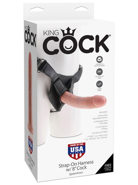 King Cock Strap-on Harness with 8 inches Cock Flesh Dildo  - Club X
