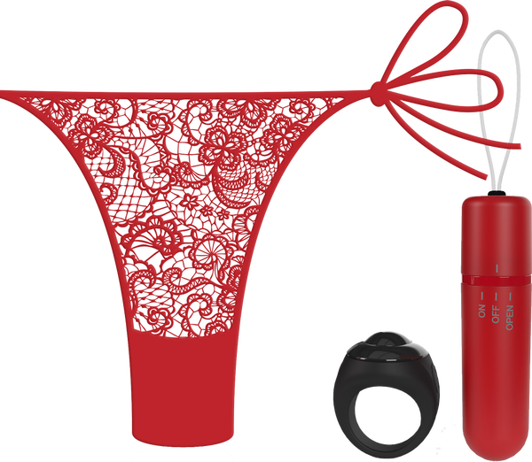 Vibrating Panty Set W/ Remote Ring 4T High Pitch Treble - Black  - Club X