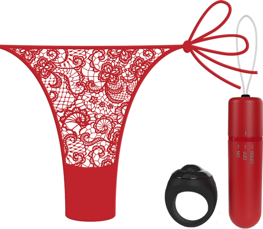 Vibrating Panty Set W/ Remote Ring 4T High Pitch Treble Panties Red - Club X