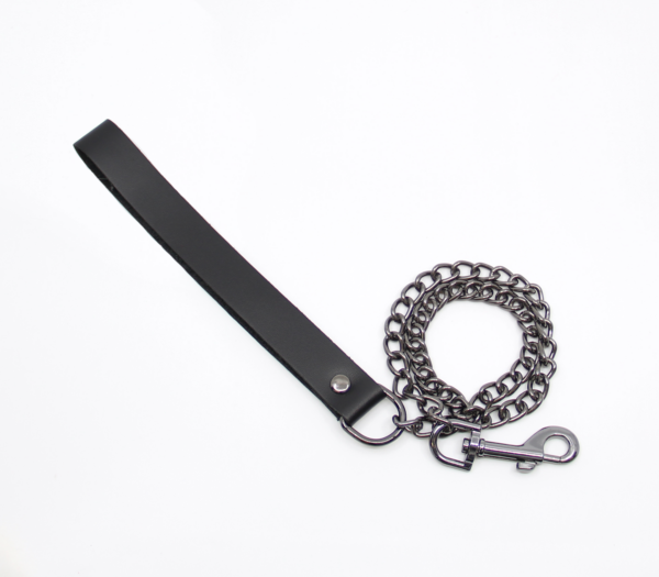 Lea048 Leather & Chain Lead Pewter - Club X