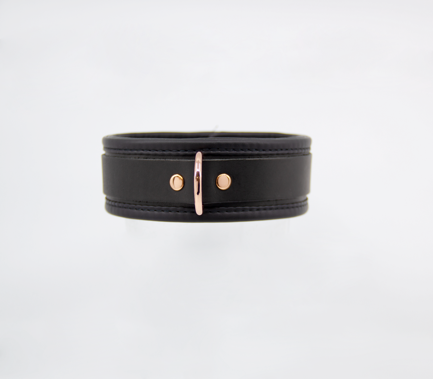 Col048 Leather Collar With Coloured Hardware Rose Gold - Club X