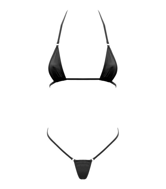 BIK002 Spandex Fabric Micro Bikini Black - Club X