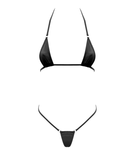 Bik002 Spandex Fabric Micro Bikini Black - Club X