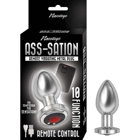 Ass-Sation Remote Vibrating Metal Plug - Silver  - Club X